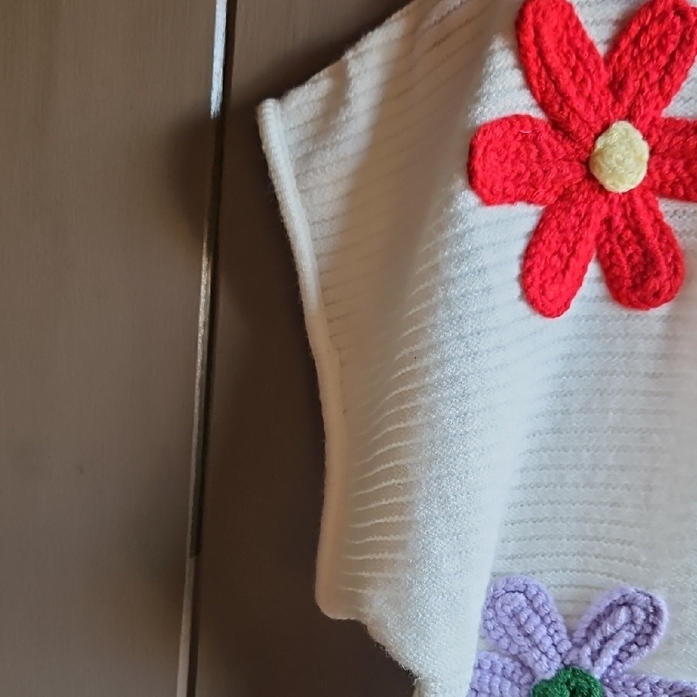 Eesome Cream Sweater with Colorful Embroidered Floral Accents - Picture 5 of 10